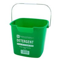 Restaurantware RW Clean 6 Qt Square Green Plastic Cleaning Bucket - with Stainless Steel Handle - 8 1/2" x 8 1/2" x 7 1/4" - 1 count box - (RWT0592G)