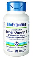 Life Extension Super Omega-3 EPA/DHA with Sesame Lignans and Olive Fruit Extract Softgels, 60 Count