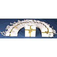 20 White Tote Bags Gold Bow Shopping Gift Display 3"