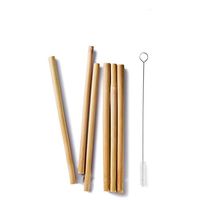Reusable Bamboo Drinking Straws 6Pcs Includes 1 Pieces Nylon Cleaning Brushes