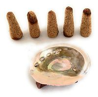 Palo Santo Cones Pack of 5,Red Abalone Shell 2-3",Wooden Tripod Stand 2"