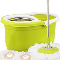 Dual Drive Hand Pressure Type Rotary Mop Stainless Steel Basket Mop Bucket Mop Head Green Stainless Steel Dehydration Basket Barrel Bottom Pad DELICATEWNN