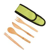 Frog Fun Under 10| Bamboo Travel Utensils Utensil Set With Carrying Case Hiking Camping Outdoor