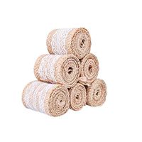 Meidexian888 Vintage Linen Ribbon, 6 Rolls of Natural Jute Linen Ribbon DIY Wedding Strap Party