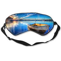 Kwhy Boat in Blue Water Sleep Mask for Women Blackout Kids Sleep Mask Pack Printed Sleep Eye Masks Blackout Adjustable Head Strap Night Blindfold for Women Men Night Sleeping, Travel, Nap