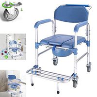 Bedside Commode for Toilet Shower Chair 4-in-1 Commode Chair/with Wheeled Toilet Chair/Wheelchair Shower Transport Chair /4 360° Rotatable Brakes Wheel