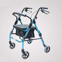 LJHHH Folding Rollator Walker,Adjustable Height and 4 Wheels Shopping Trolley,with Seat and Bag,Elderly Walker Standing Armchair Shopping Cart Trolley,Withoutpedals