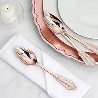 Efavormart 24 Pack | 7" Metallic Rose Gold Baroque Disposable Cutlery Plastic Spoons for Wedding Party Banquet Events Candy Buffet