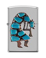 Zippo Custom Design Kokopelli Native American Reg Satin Chrome Windproof Collectible Lighter. Made in USA Limited Edition & Rare