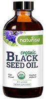 Naturise Organic Black Seed Oil (Nigella Sativa, Cumin Seed) Cold Pressed Non-GMO, 8 oz Glass Bottle Source of Essential Fatty Acids, Omega 3 6 9, Antioxidant for Immune Boost, Joints, Skin, Hair