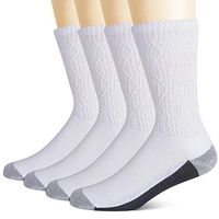 +MD 4 Pairs Mens Non-Binding Moisture Wicking Cushion Bamboo Crew Diabetic Socks with Seamless Toe,White 10-13