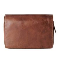 LHFJ Genuine Leather Tobacco Smoking Pipe Pouch Bag Organize Case Pipe Tool Holder Pocket for 3 Pipe, 2 in 1 Smoking Pipe Pouch Men Leather Wallet, Brown