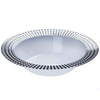 BalsaCircle 30 pcs 12 oz White with Silver Edges Plastic Bowls - Disposable Wedding Party Catering Tableware