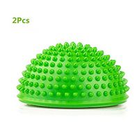 W-family 2Pcs Green Anti-Slip Foot Massage Ball Yoga Half Ball, 16cm/6.5inch Massage Mat Exercise Balance Pods Spiky Point for Gym Fitness Pilates (Green)