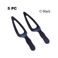 Wonderful Deluxe Disposable Plastic Tableware Premium Cake Knives Cutlery For Party & BBQ - 5 PC (C-Black)