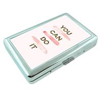 You Can Do It Em1 Hip Silver Cigarette Case Id Holder Metal Wallet 4" X 2.75" RFID Protection