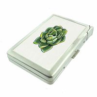 Cactus Desert Plant D1 Cigarette Case Lighter Smoking King Size Cigarettes Silver Metal Wallet 4" X 2.75" RFID Protection