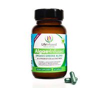 Life Infused® Algae Infused™ Organic Greens Superfoods with Enzymes. Contains Blue-Green Algae AFA, Spirulina and Chlorella for Maximum Nutrition and Detoxifying Effects. Vegan - 60 Capsules