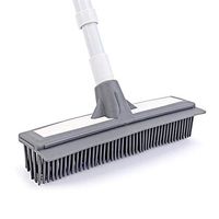 NBLYW Soft Silicone Push Broom with Squeegee,Long Handle Rubber Bristles Sweeper,Non Scratch Broom Adjustable Long Handle, Removal Pet Human Hair