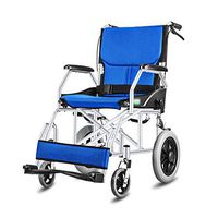 Hong Tai Yang XF Wheelchair Care Light Weight Transport Chair Aluminum Alloy 18 Inch Seat Foldable Adult Elderly Portable Medical Supplies Armchairs (Color : Blue)
