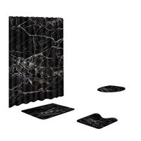 Naiflowers 4 Piece Sea Style Non Slip Bath Shower Curtain Sets, Bathroom Shower Curtain & Toilet Mat & Lid Cover & Rugs, Washable Shower Bath Curtain Carpet for Tub Entry Living Room (A)