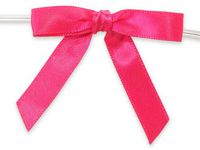 HOT PINK 2" Pre-Tied Satin Bowswith 4-1/2" Twist Ties~ 3/8" ribbon 20 unit, 12 pack per unit.
