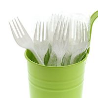 AmerCare Medium Weight Individually Wrapped Disposable White Forks, Case of 1000