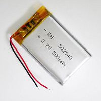 LiPo Battery, 500 mAh Rechargable with Protection Circuit, Bare Leads.