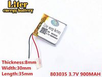 BIHUADE 3.7V 900mAh 803035 Lithium Ion Polymer Rechargeable Battery Lithium Polymer Li-Po Battery for MP4 GPS MP3 Bluetooth Stereo DIY Gift (803035)