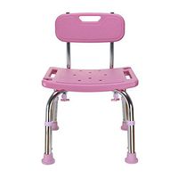 WURE Pink bath chair/old shower chair/pregnant women bath stool/non-slip bathroom stool/5 adjustable/with backrest bathroom chair 43 (60.5-70.5) cm