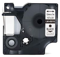 LM Tapes - Premium LM-45010 1/2" Black on Clear Compatible Label Maker Tape, Replaces Dymo 45010 D1 Label Tape 12mm