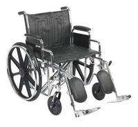 24" Bariatric Wheelchair, Steel Frame, Black, Detachable Desk Arm, Swing Away Foot Rest, 450 Lb. Capacity