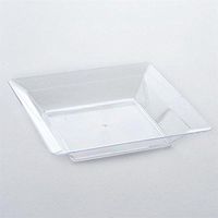 BalsaCircle 36 pcs 4.25-Inch Clear Plastic Square Plates - Disposable Wedding Party Catering Tableware