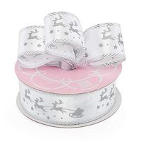 Santa & Sleigh Satin Ribbon - Silver/White - 1-1/2" X 25Yd
