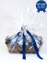 Wowfit Cello Bags,10 CT 18x30 inches Clear Cellophane Bags Perfect for Gift Baskets, Presents, Weddings, Bridal/Baby Showers and More (1.2 Mil, Flat, No Gusset, 18x30 inches, Not Include Ribbon)