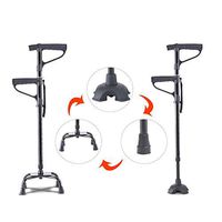 XIAOXIAO Walking Frame,Adjustable Crutch with Aluminum Four-Leg Non-Slip Four-Leg Walker Crutch, Suitable for Elderly and Disabled People