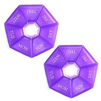 2-Pack 7-Sided Portable Pill Box Medicine Planner Small case (Seven Day Weekly Travel Container) Medication, Vitamin Holder Boxes Organizer Pillbox Dispenser Organizer, sorter and Reminder containers