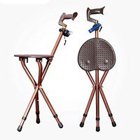 YADANER Cane Seat, Chair Walking Stick, Multifunctional Folding Adjustable Portable Lightweight Comfortable Handle,WineRed