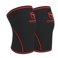 Knee Sleeves 7mm (1 Pair) - High Performance Knee Sleeve Support For Weight Lifting, Cross Training & Powerlifting - Best Knee Wraps & Straps Compression - For Men and Women (Black/Red, Large)