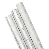 Caspari Silver Woodland Wrapping Paper Trio - Three 30" x 8' Gift Wrap Rolls