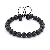 UKER Men Women 8mm Lava Rock Beaded Bracelets Braided Rope Natural Stone Adjustable String