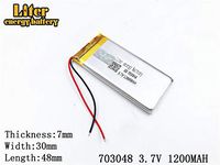 3.7V 1200mAh 703048 Lithium Polymer Ion Rechargeable Battery Lithium Polymer Li-Po Battery for MP4 GPS MP3 Bluetooth Stereo DIY Gift