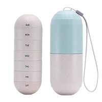 Weekly Pill Organizer, Moisture-Proof Grain Fiber Pill Box, BPA Free Travel 7 Day Pill Case Dispenser Portable Design to Hold Vitamins, Cod Liver Oil, Supplements and Medication