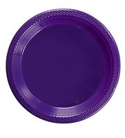 Exquisite 7 Inch. Purple Plastic Dessert/Salad Plates - Solid Color Disposable Plates - 100 Count
