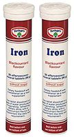 From Germany Krueger Iron Effervescent Tablets Blackcurrant flavor Sugar Free 90 G /20 Tablets Pack of 2