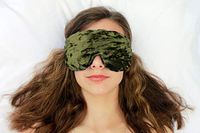 Candi Andi Handmade Weighted Sleep Eye Mask Pillow for Aromatherapy, Stress Relief, Sleep, Migraine, Yoga| Hot/Cold | Flax Seed Filled | Unscented | Colorful Crushed Velvet | Olive | TEMVF-OV