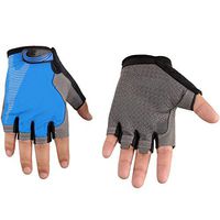 Gloves Half Finger Sports Gloves Summer Sun Protection Gloves Indoor Sports, Equipment Training Sports Protective Gear (Pair) Blue (Color : Blue, Size : M)