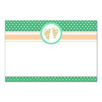 30 Blank Cards Invitations Thank You Cards Baby Shower Green Gold Footprints + 30 White Envelopes