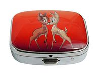 LCTCKP Custom Fashion Square Glass Silver Pill Case Decorative Metal Western Medicine Tablet Container Box (Bambi Kissing)
