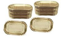 Gold Foil Mini Dessert Appetizer Plates - Heavyweight Rectangle - 5.25 x 3.5 Inches - 50 Pack